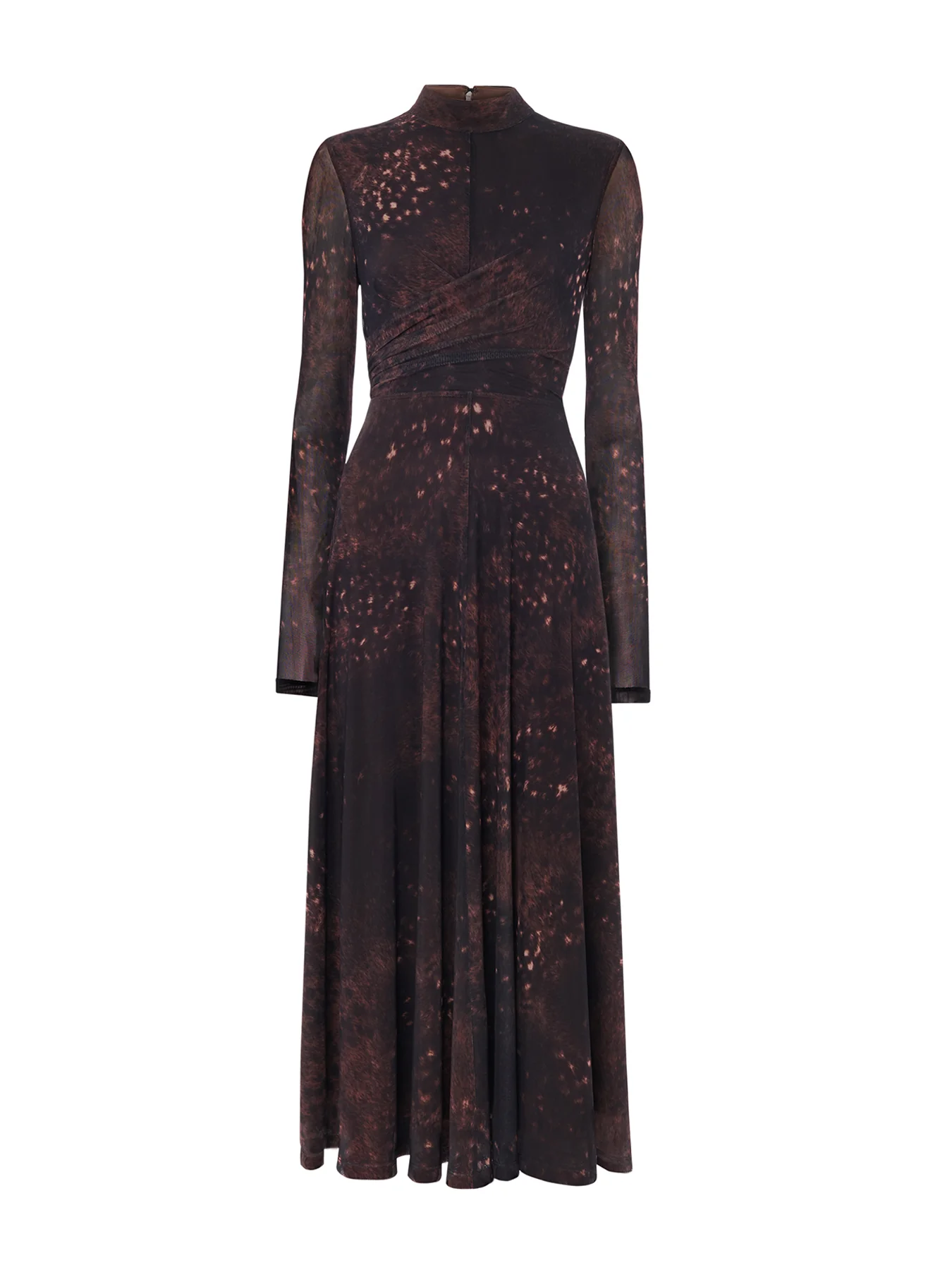 Spotted Animal Mesh Dress Brown