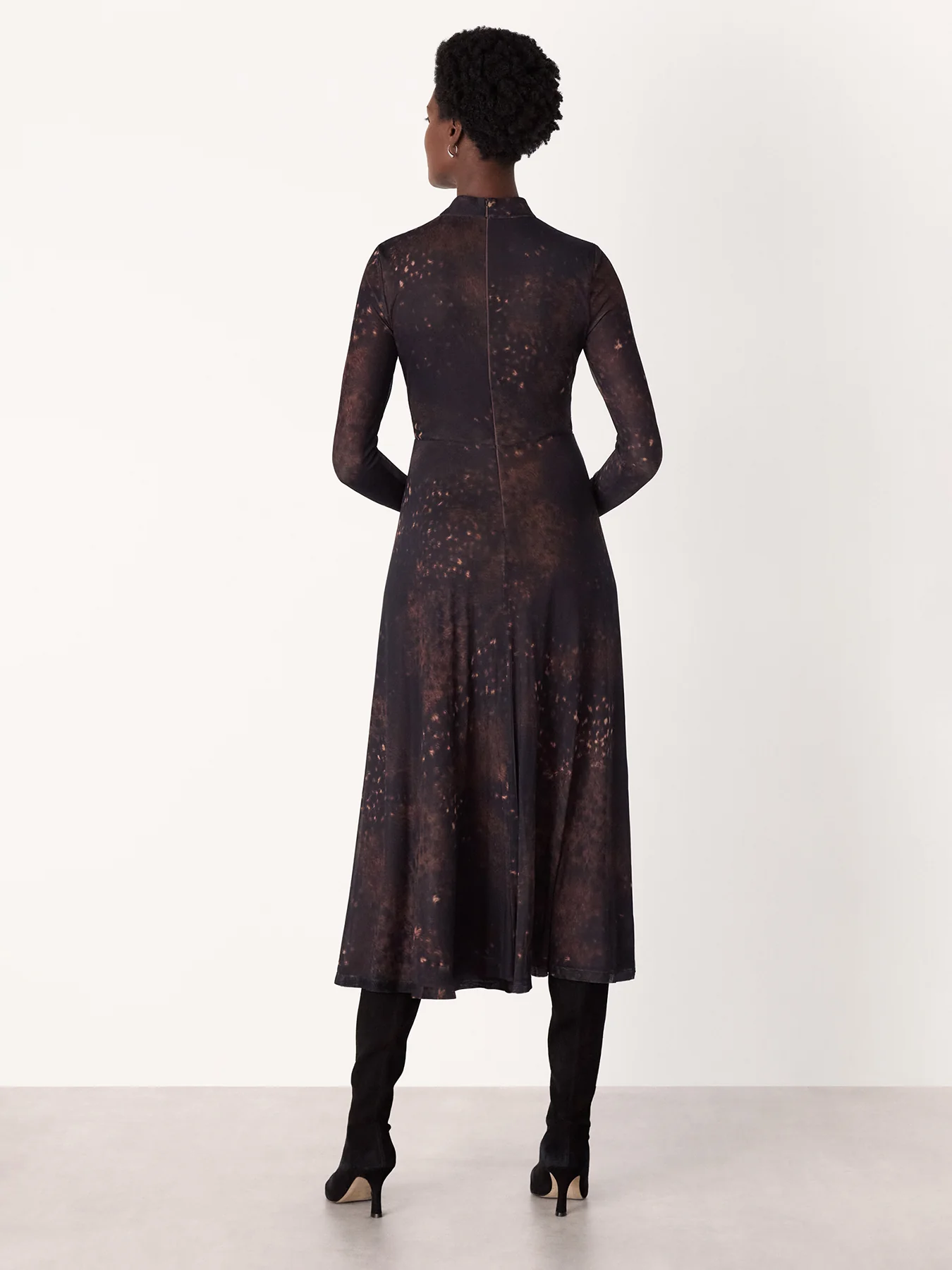 Spotted Animal Mesh Dress Brown - Image 3