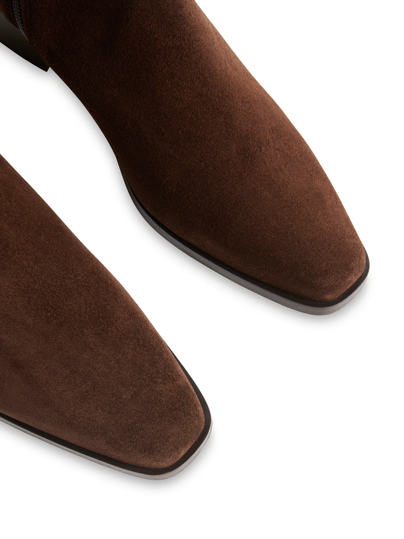 Suede Block Heel Clean Western Ankle Boots Brown - Image 3