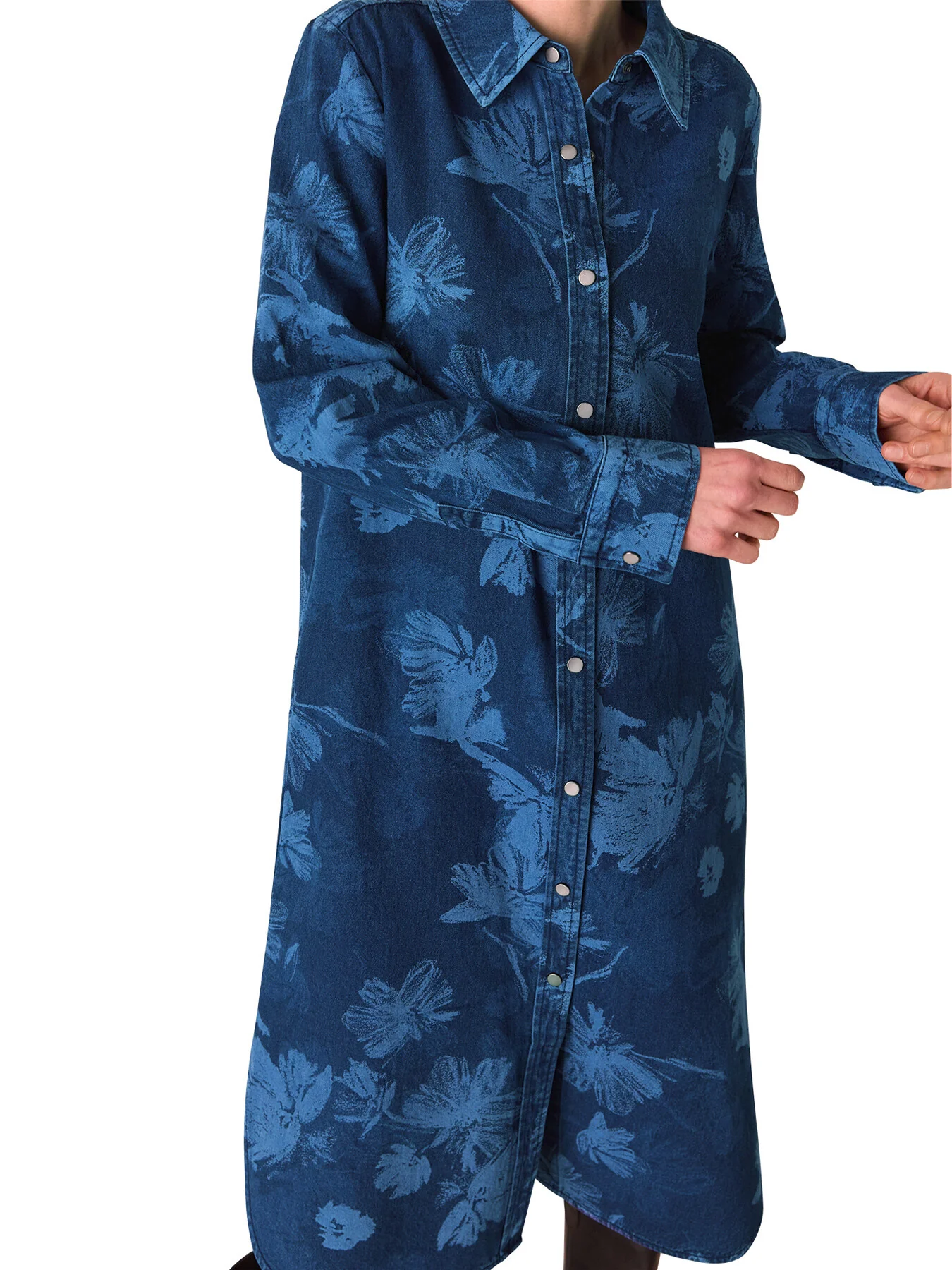 Denim Chalk Print Denim Shirt Dress - Image 3