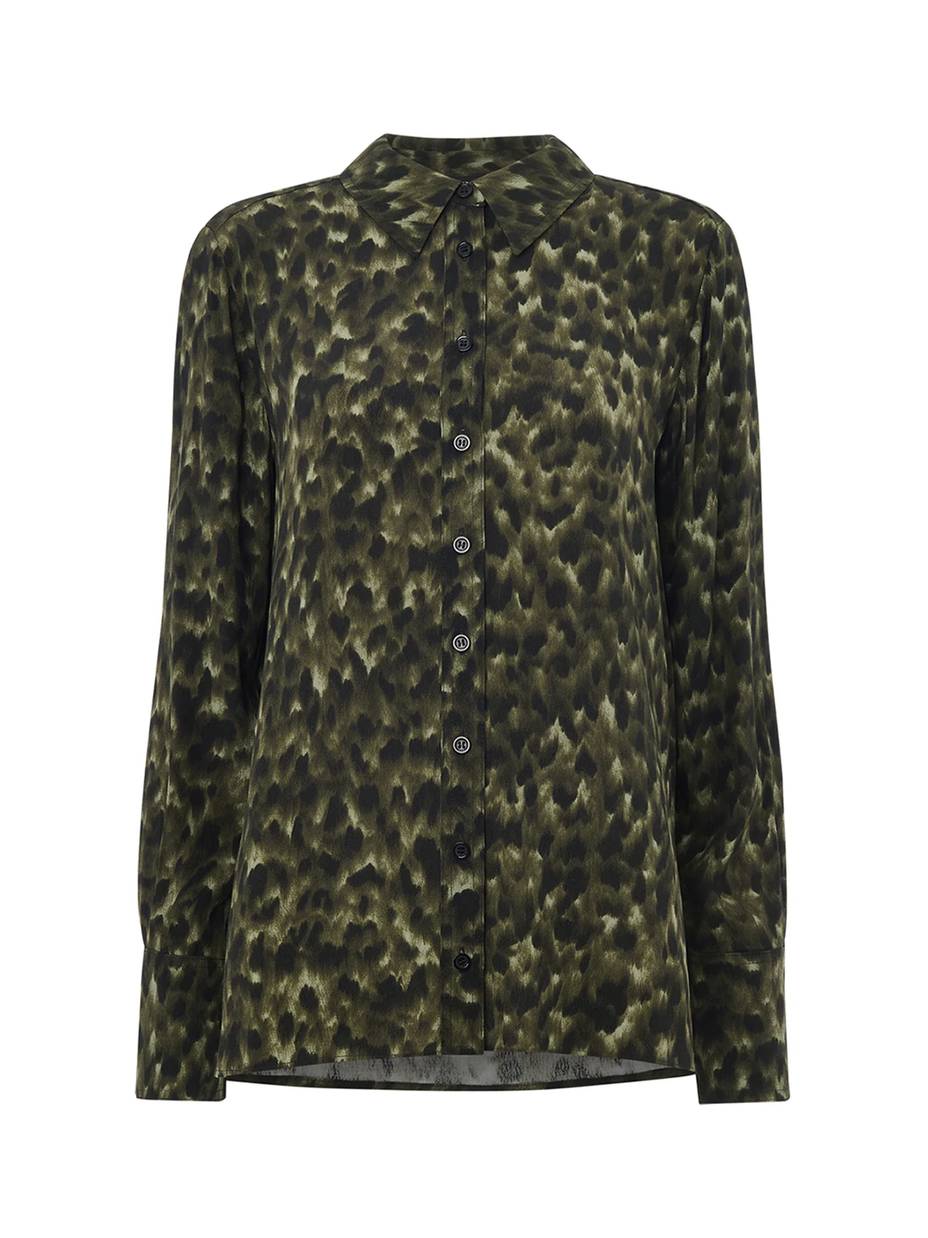 Animal Print Collared Shirt Green