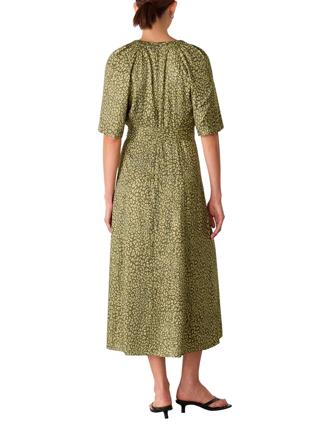 Leopard Viscose Midi Dress Green - Image 3
