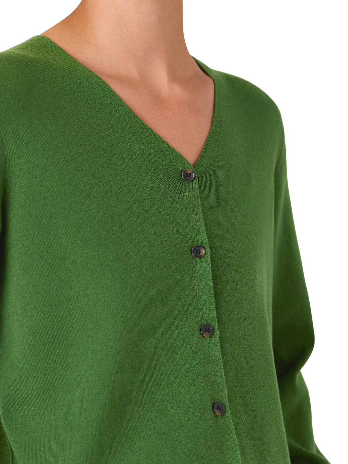 V Neck Button Front Cardigan Green - Image 4