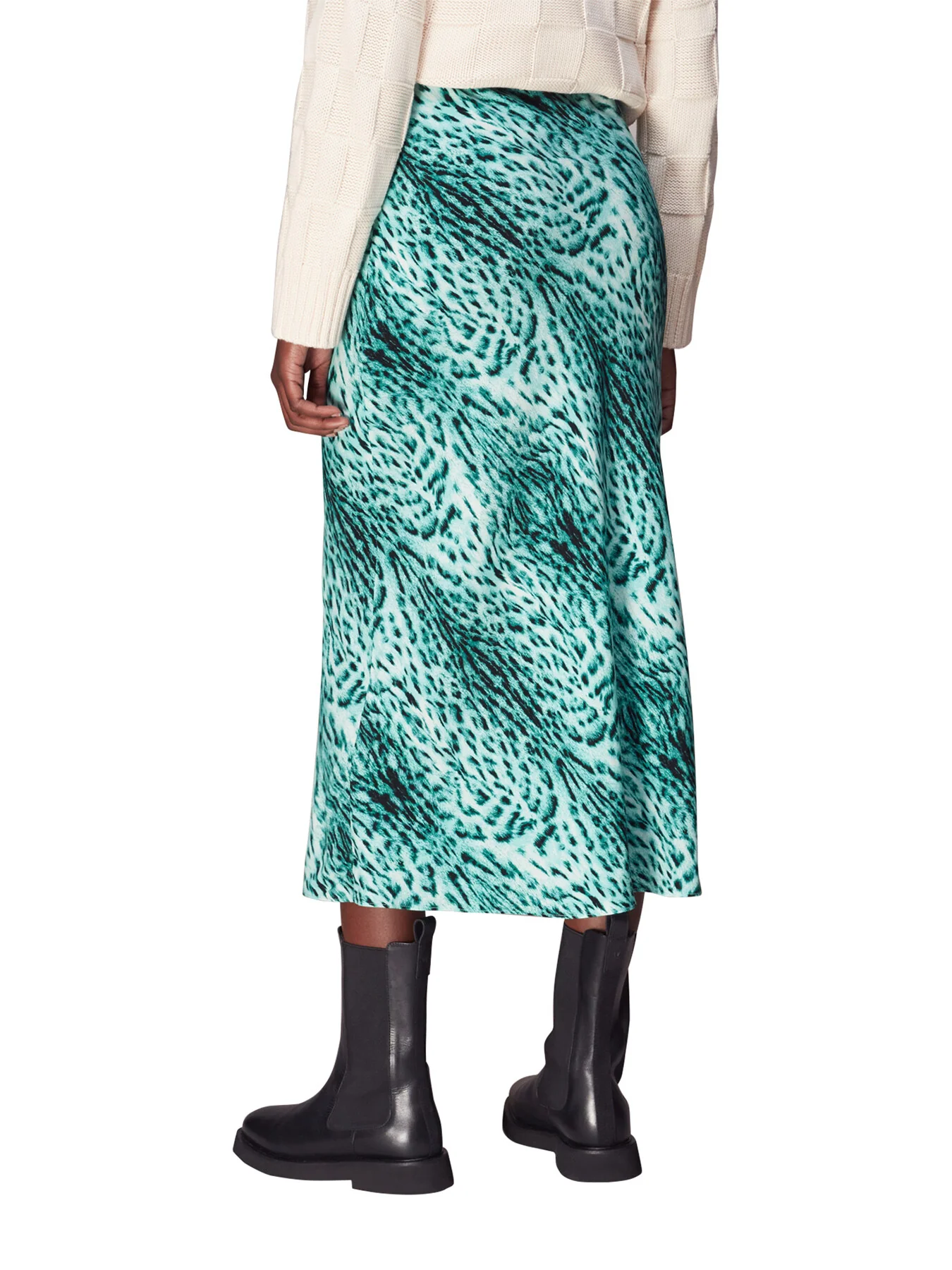 Brushed Leopard Bias Cut Skirt - Image 3