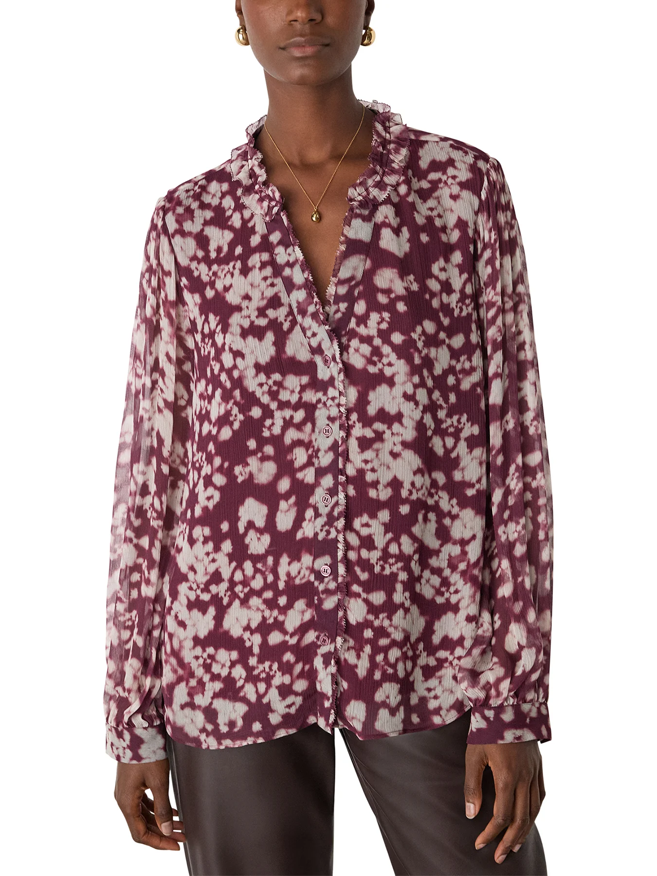 Inky Floral Long Sleeve Blouse Multi - Image 2