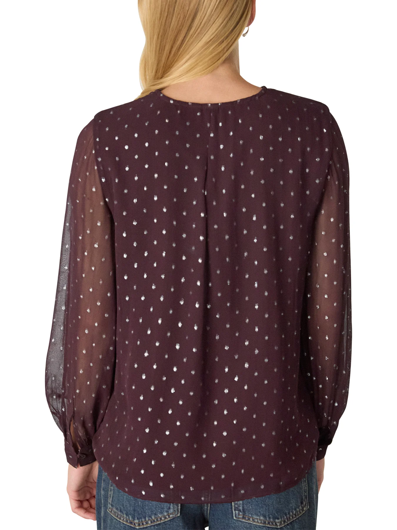 Metallic Dobby Frill Blouse Silver - Image 3