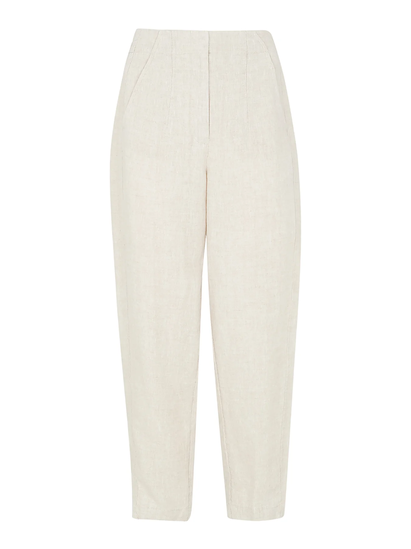 Oatmeal Linen Barrel Leg Trouser
