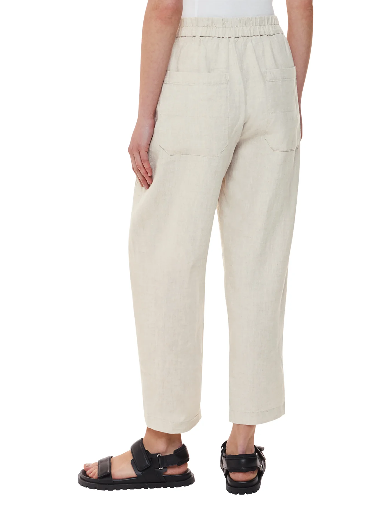 Oatmeal Linen Barrel Leg Trouser - Image 3