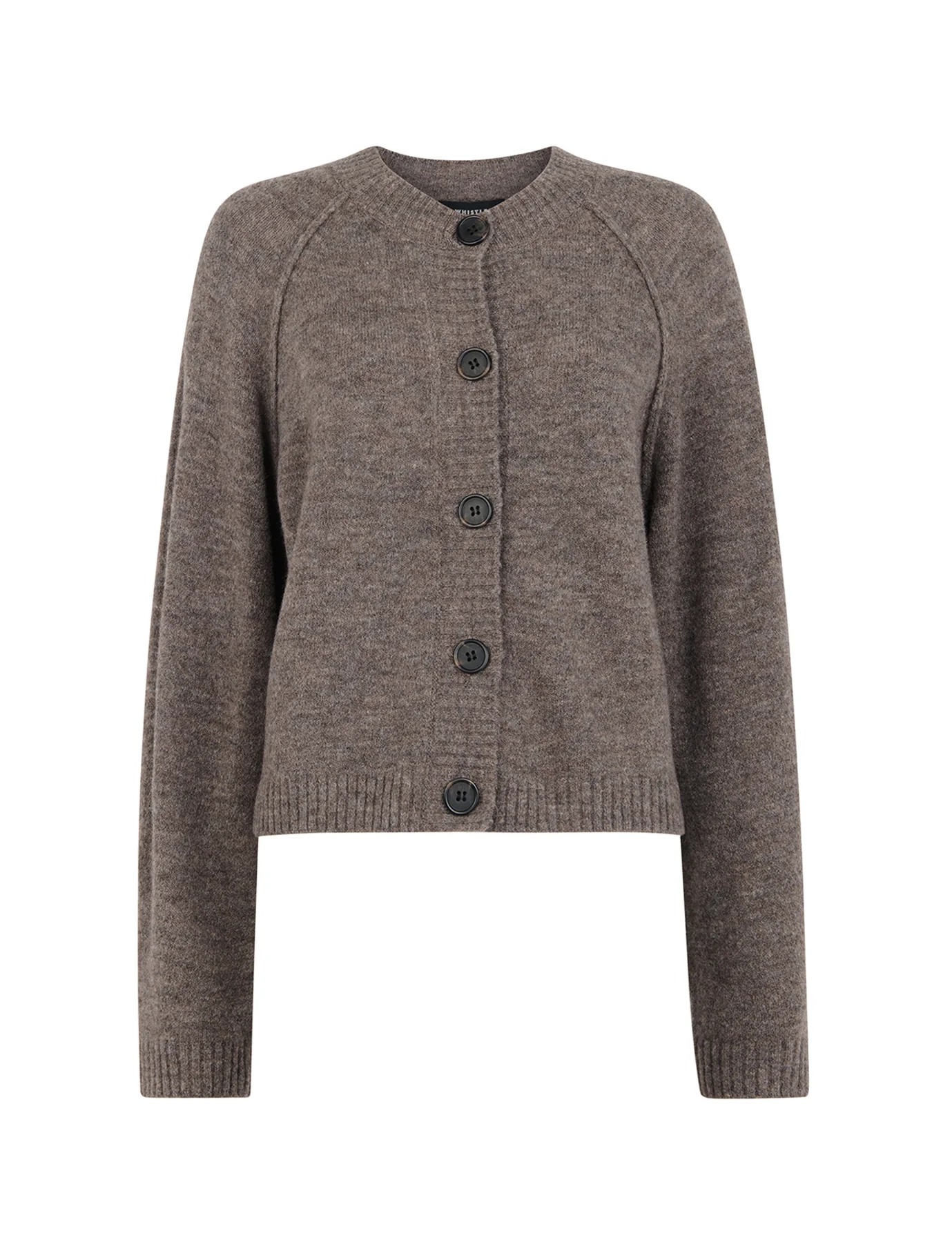 Wool Mix Crew Cardigan Taupe