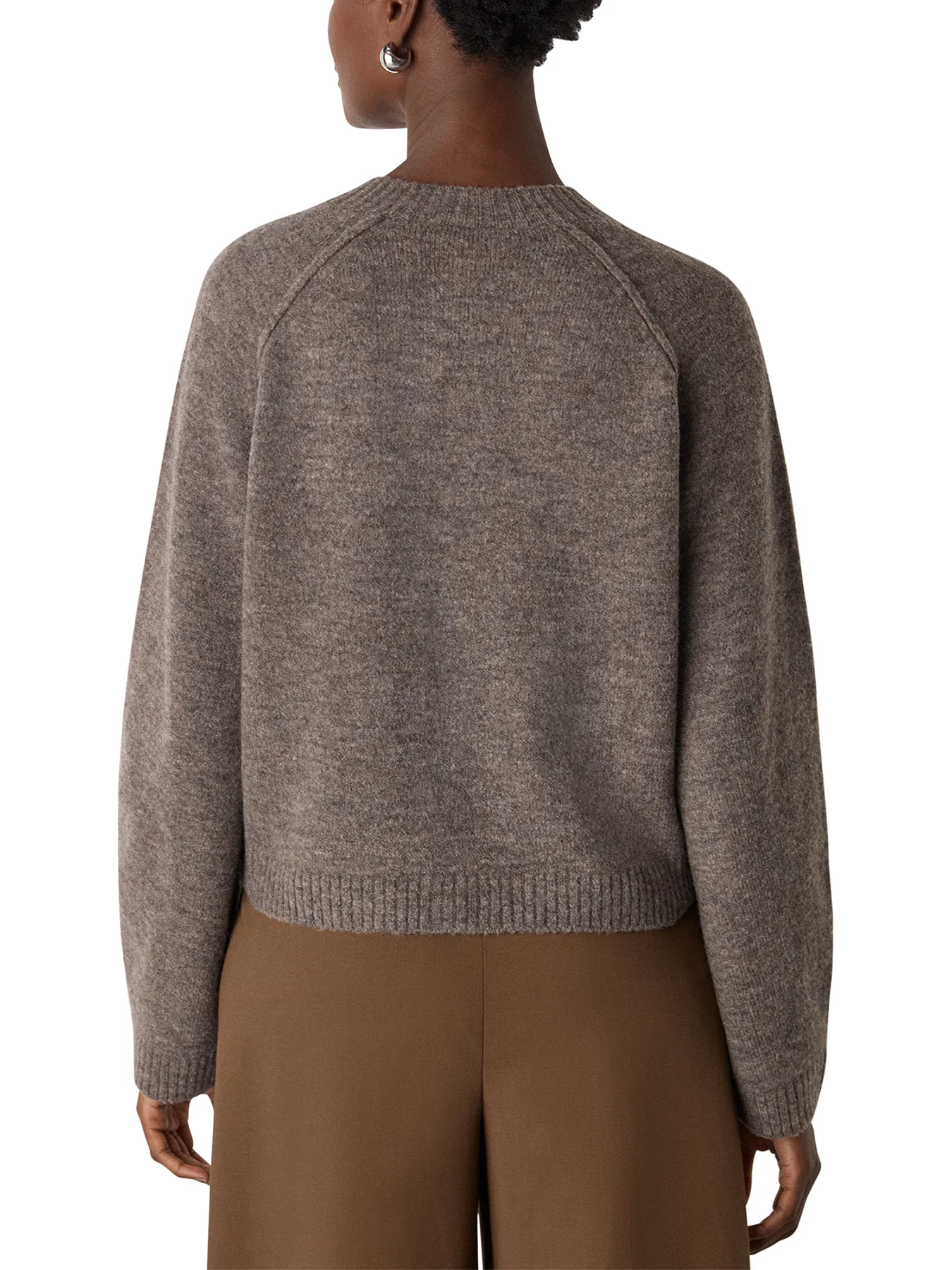Wool Mix Crew Cardigan Taupe - Image 3