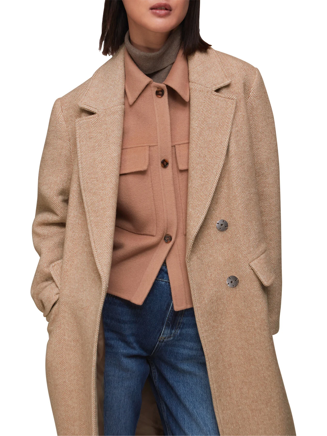 Herringbone Smart Wool Coat - Image 4