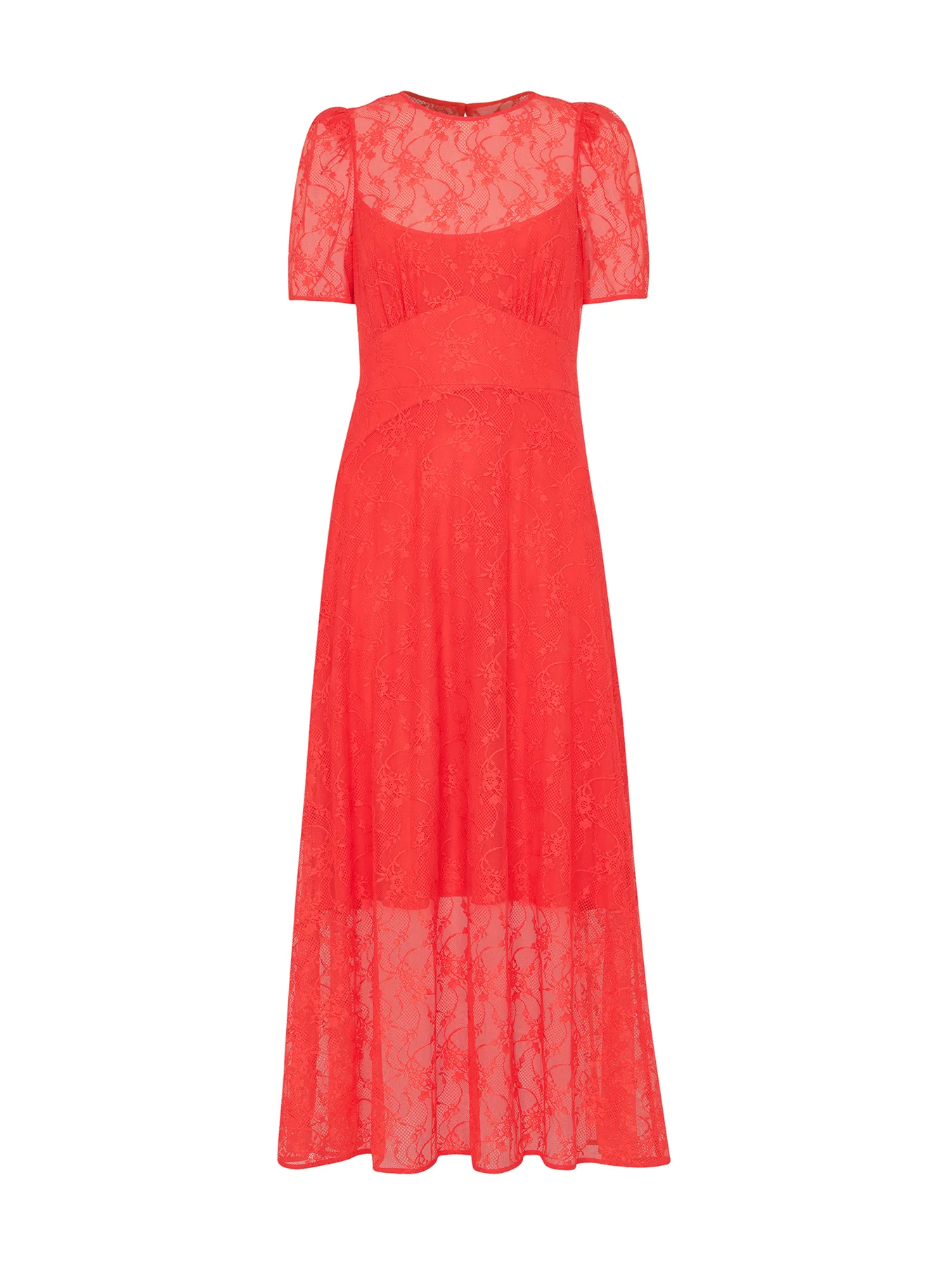 Coral Fay Lace Midi Dress