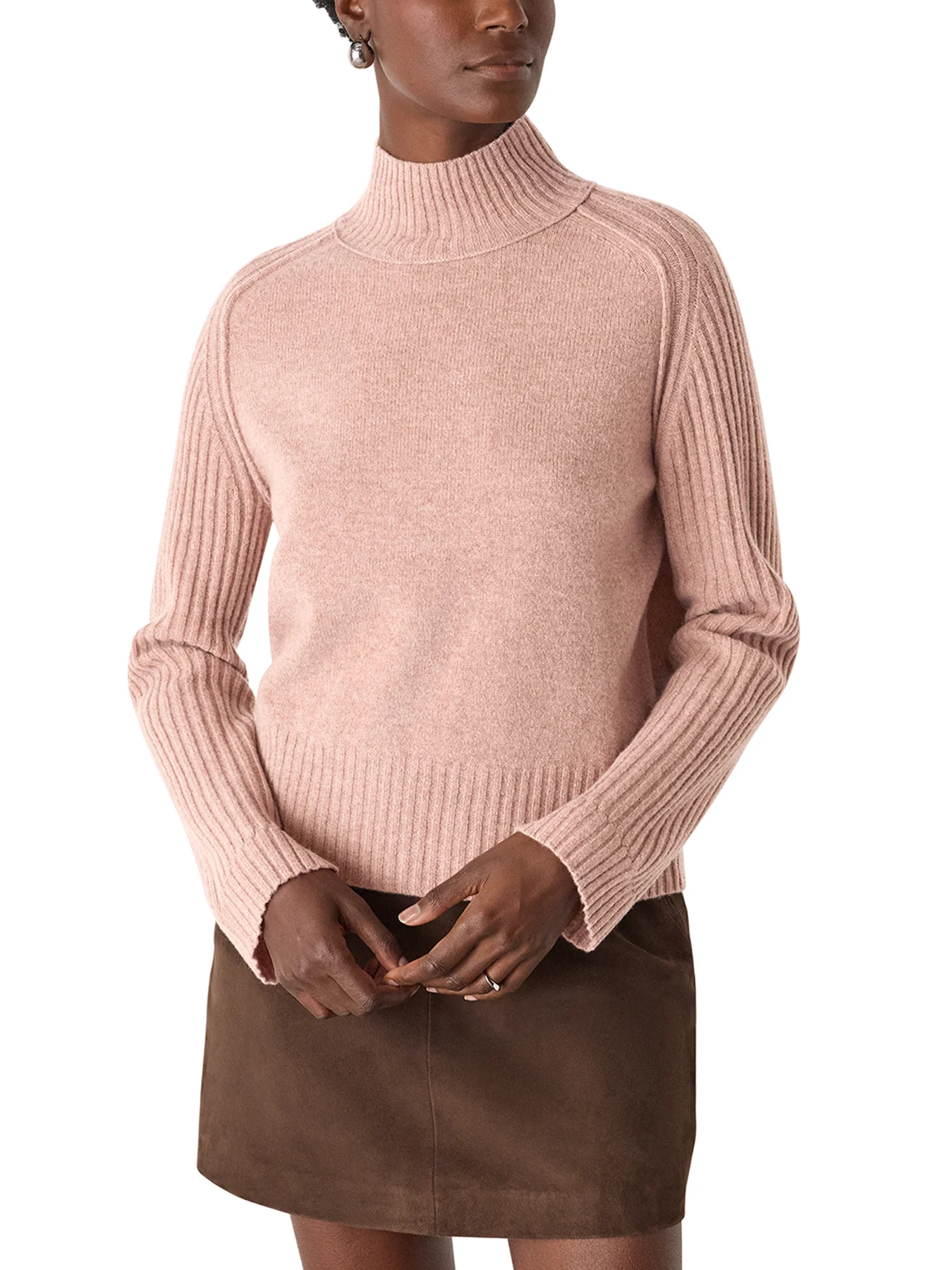 Wool Funnel Neck Knit Pink - Image 2