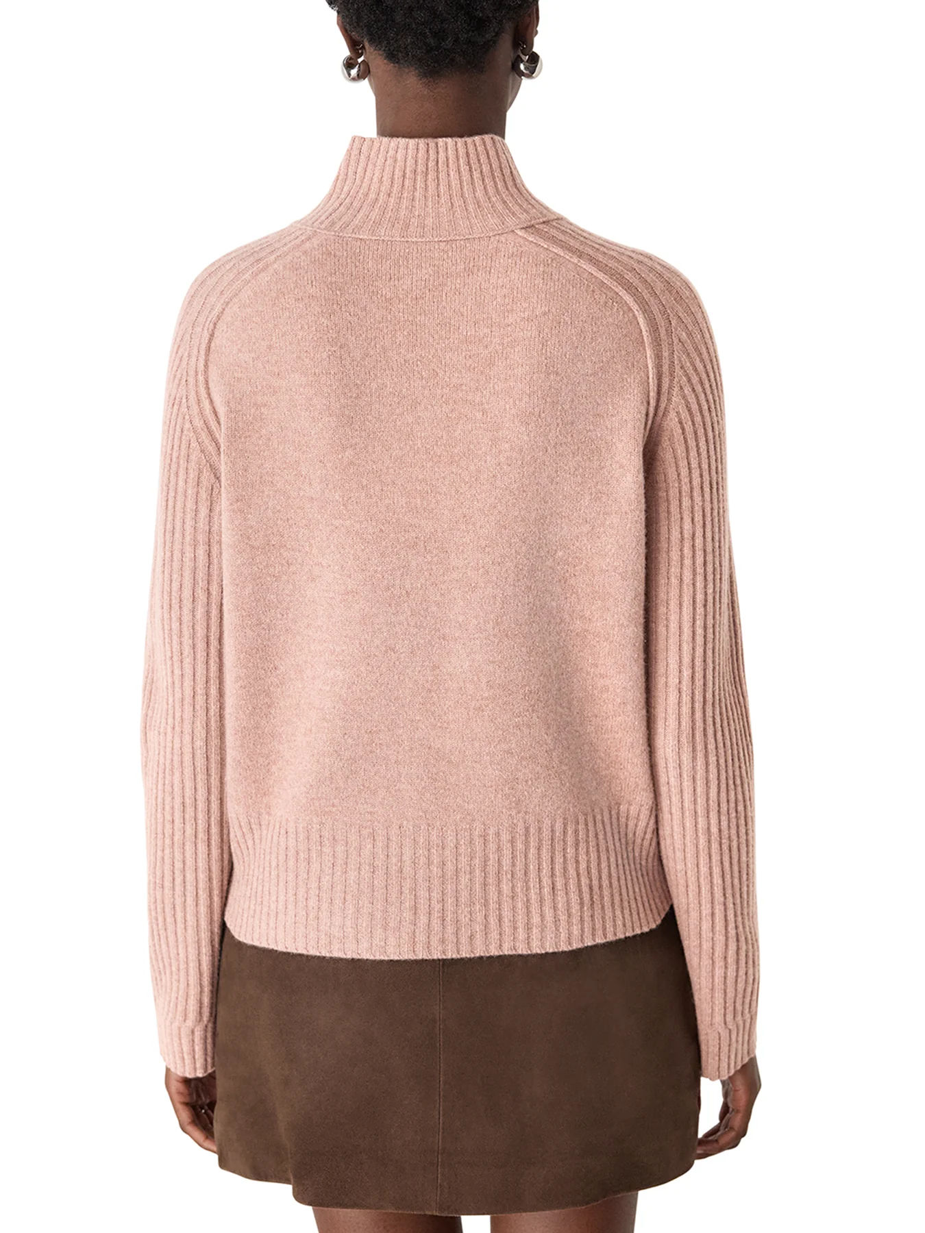 Wool Funnel Neck Knit Pink - Image 3