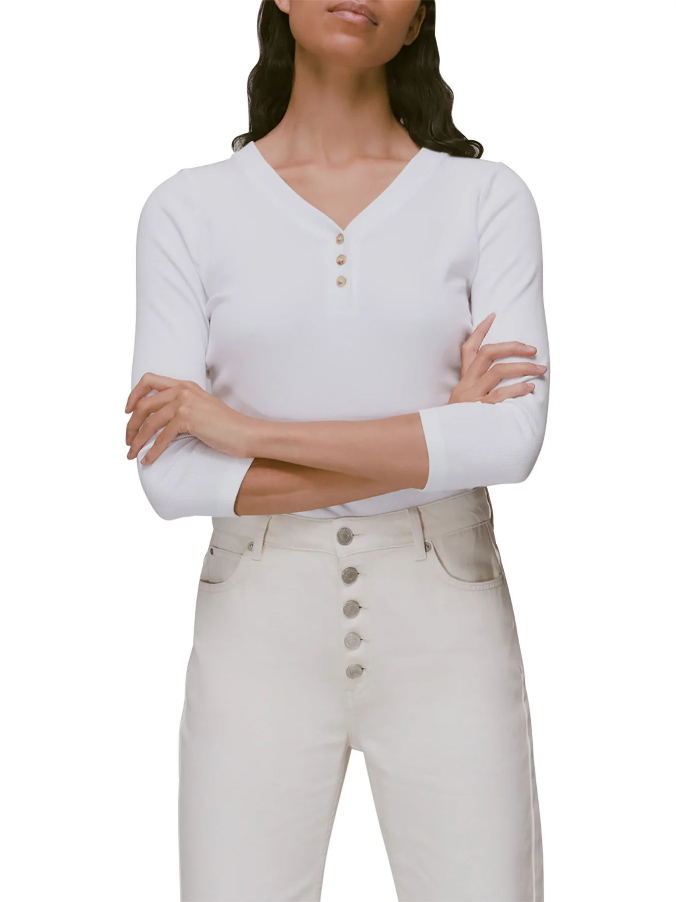 Paiton Ribbed Button Front Top - Image 2