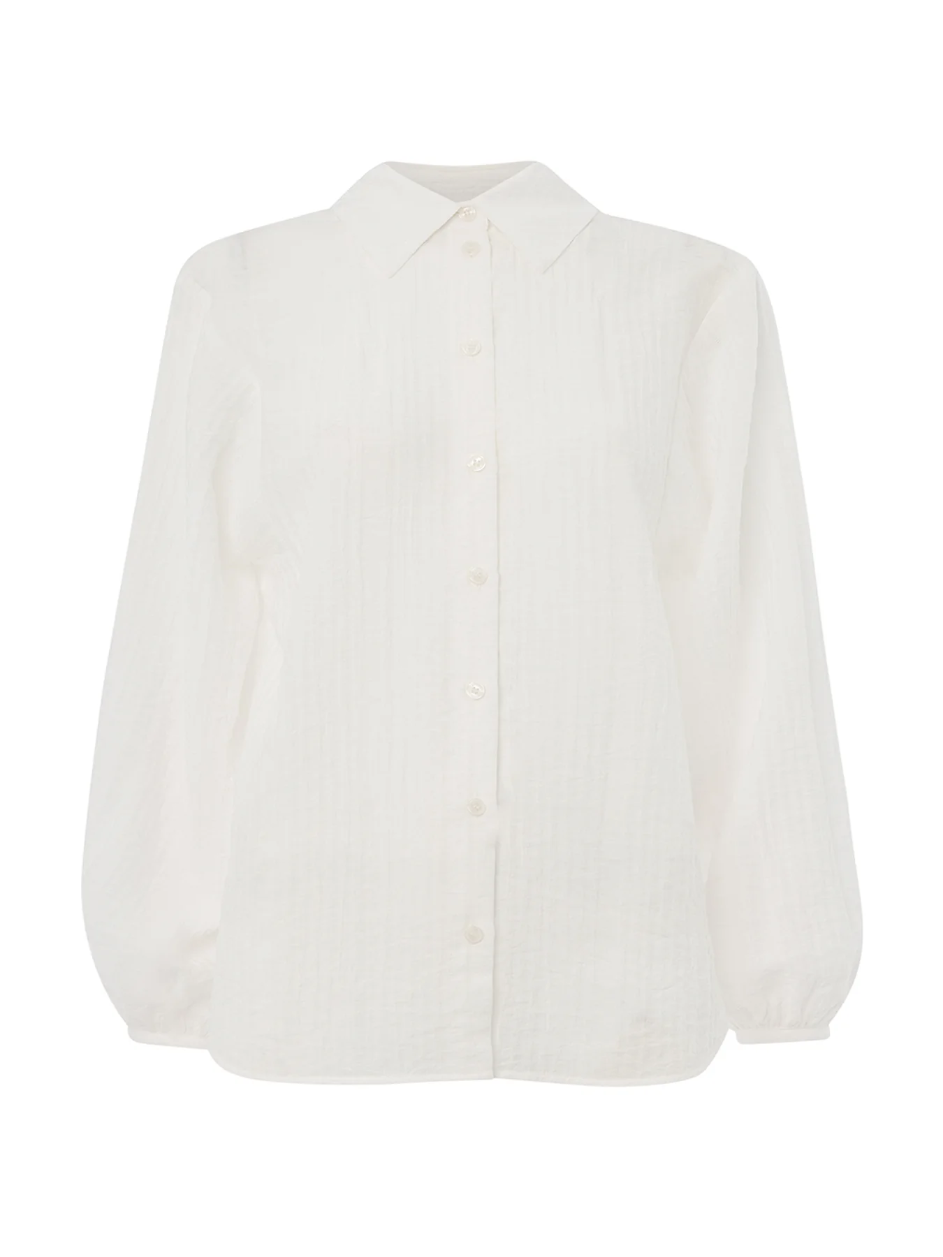 Textured Relaxed Viscose Shirt White