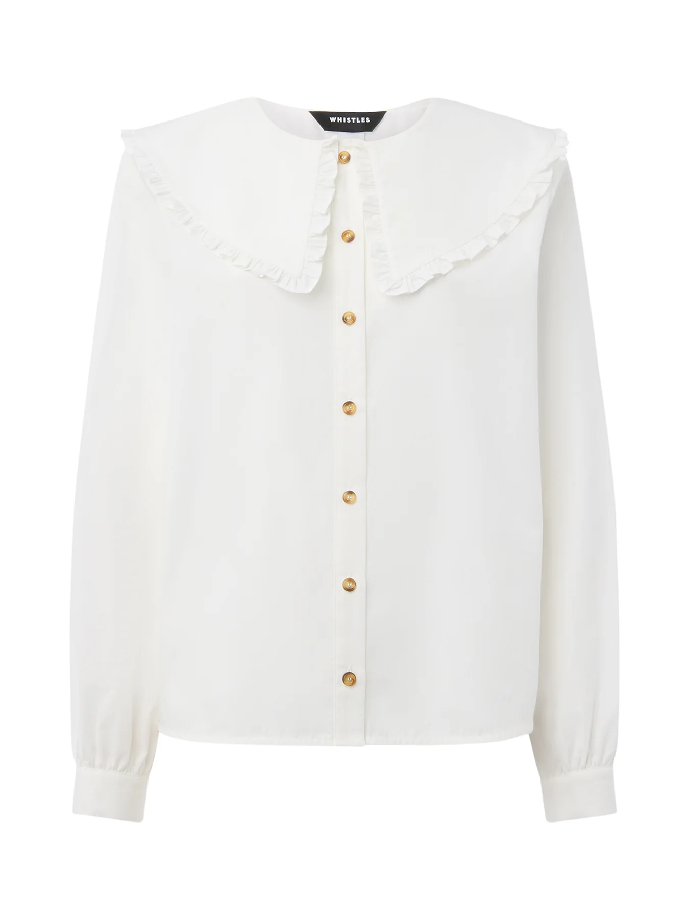 White Cotton Collar Detail Top