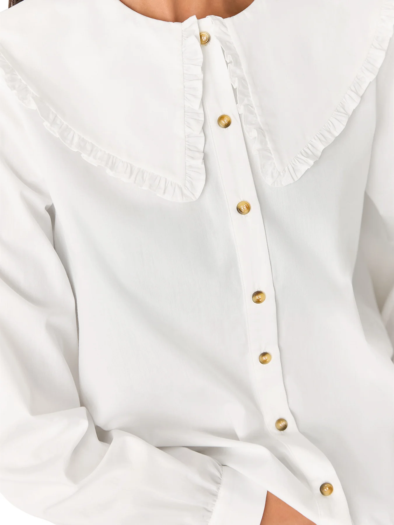 White Cotton Collar Detail Top - Image 4