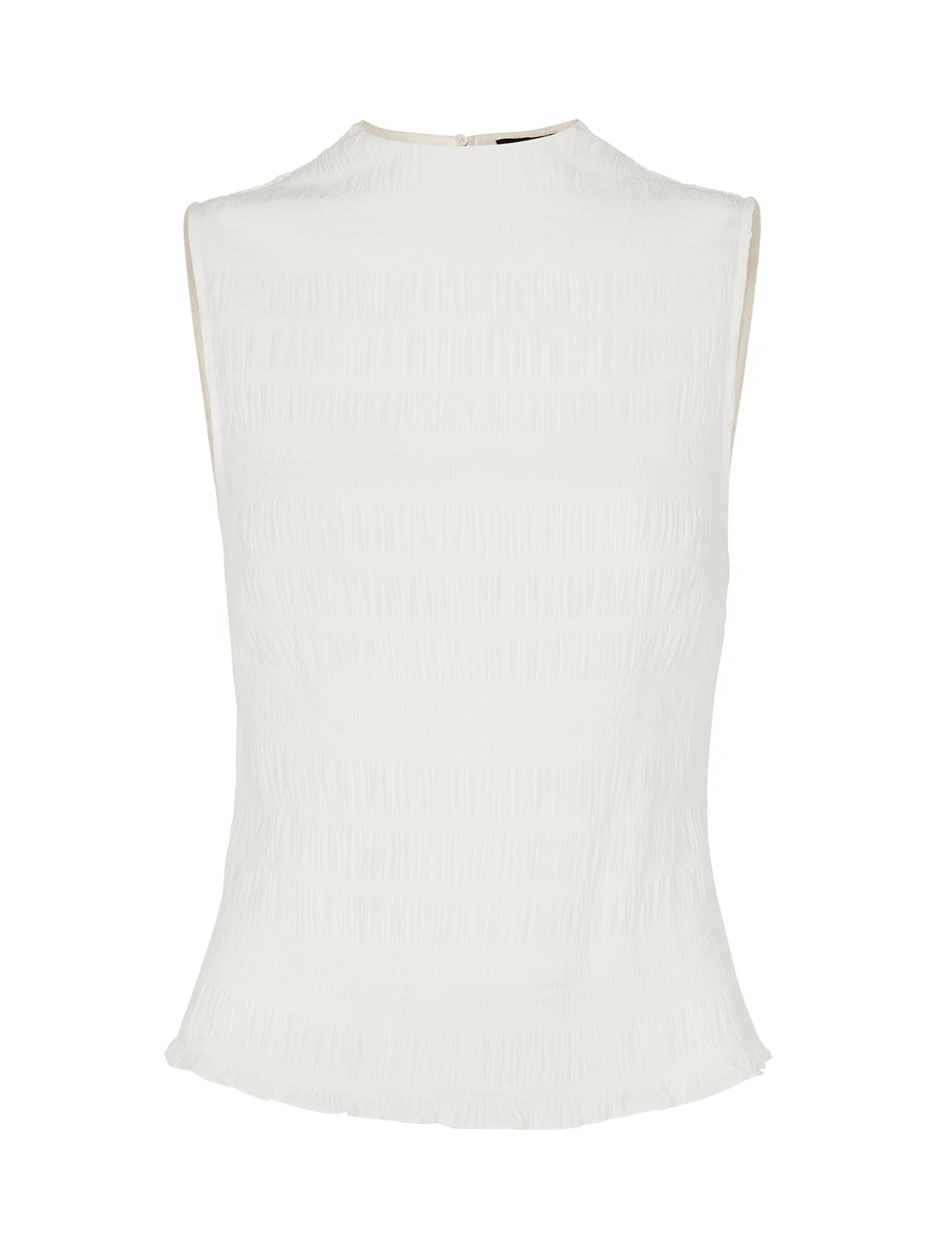 Plisse Sleeveless Top White