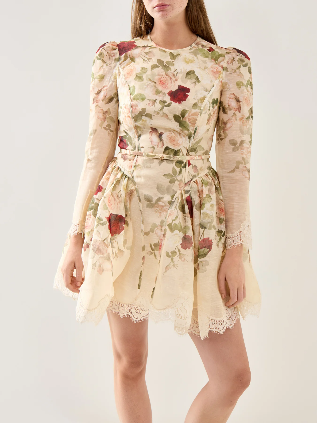 Hypnotic Lace Trim Mini Dress Cream Cascade - Image 4