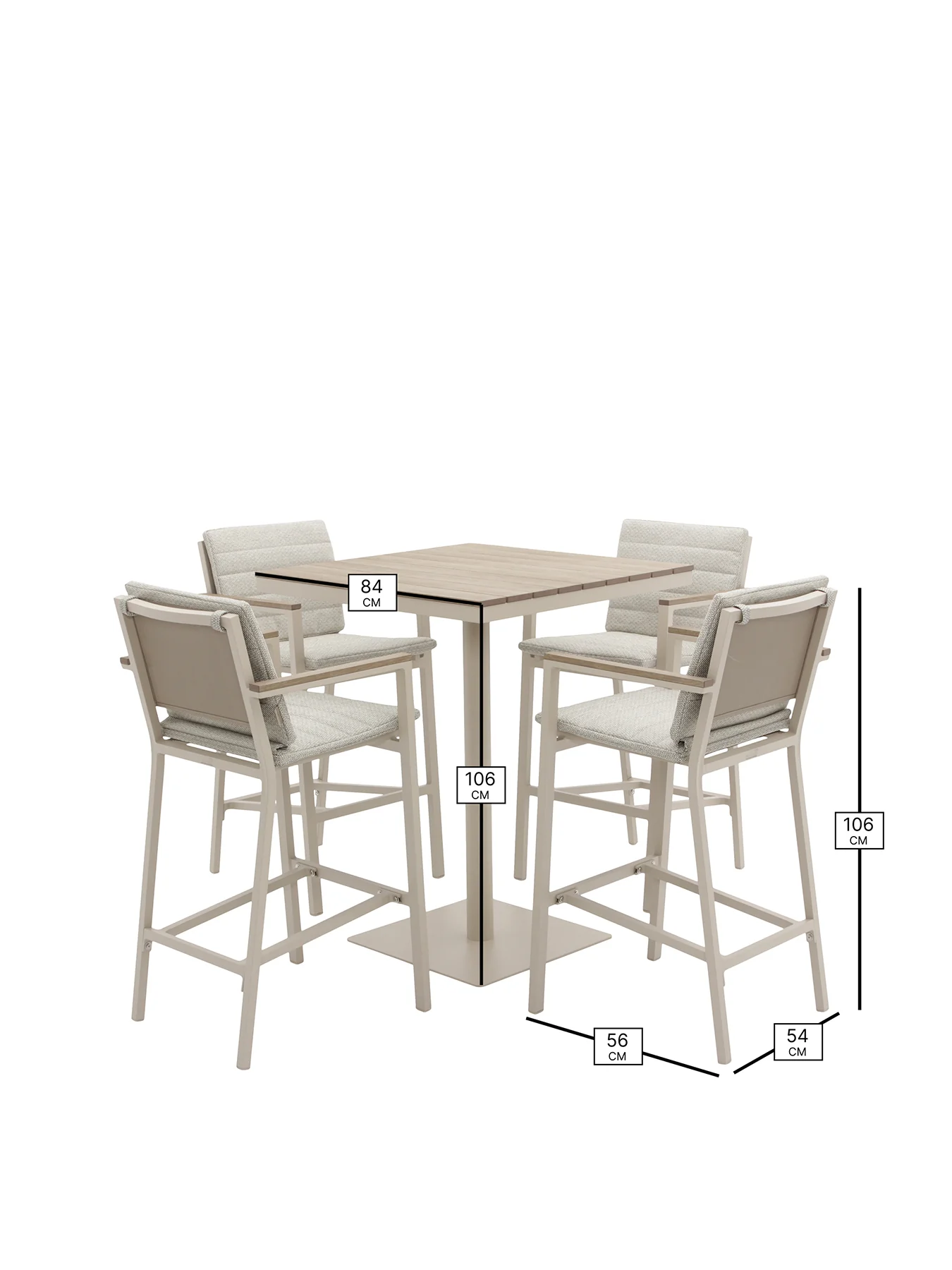 Zurich 4-Seater Garden Bar Set Mocha - Image 3